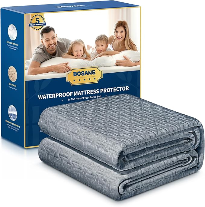 Premium 100% Waterproof Twin Mattress Protector, Breathable Cooling 3D Air Fabric Mattress Cover, Hypoallergenic Noiseless Bed Cover Vinyl Free, 8-21'' Deep Pocket (Gray)