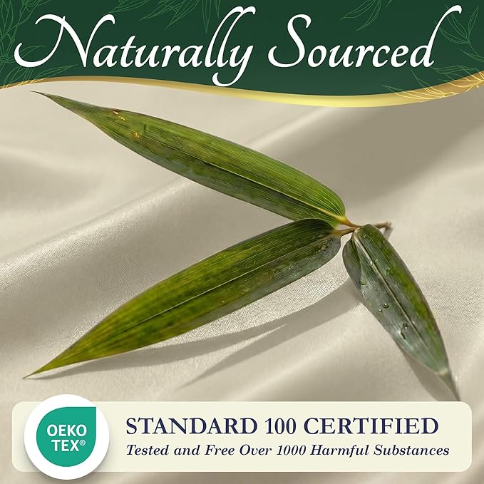 DECOLURE 100% Viscose Derived from Bamboo Sheets Full Size - Luxury 6 Pc Naturally Cooling Sheets, Ultra Soft Bed Set - Deep 17" Pockets, Durable Double Stitching, Oeko Tex Standard (Creme)