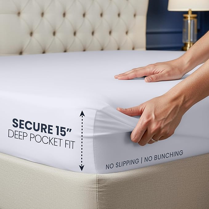 Utopia Bedding Waterproof 5-Sided Mattress Protector Full Size, Premium Breathable Mattress Cover, Fitted Style with Stretchable Pockets (White)