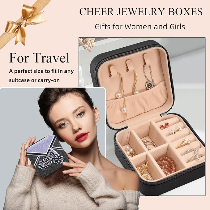 Cheerleader Travel Jewelry Case, Cheer Travel Jewelry Box for Women, Mini Jewelry Travel Case for Cheer Team, Cheerleader Gifts for Girls (Lilac) - Image 6