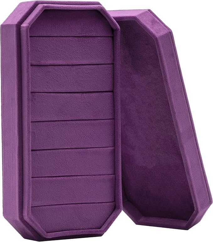 Velvet Ring Organizer Display Tray Jewelry Box Earring Holder Case for Wedding Birthday Christmas Day (Purple) by COWFEX