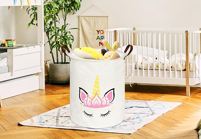 MAIZMZ Baby Waterproof Storage Basket Kids Hamper Nursery Bins Organizer Gift Toy Box Laundry Basket for Women Large Canvas Collapsible Chest for Home/Dorm/Office/Room Decor - Image 4