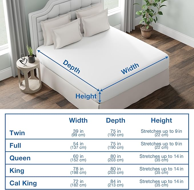 Fresh Ideas Waterproof Mattress Protector 100% Vinyl Hypoallergenic, California King, White
