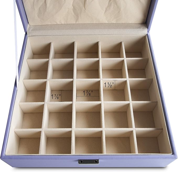 Frebeauty Earring Organizer Classic Jewelry Box 50 Slots Double Layer Jewelry Storage Case with 6 Necklace Hook and Bracelet Pocket(Purple) - Image 7