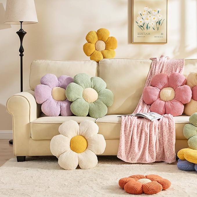 XIAIJIA Flower Pillow Flowers Shaped Pillow Cushion Decorative Daisy Pillow for Bed Cute Throw Pillow Flower Floor Pillow Soft Seat Cushion Pink Cushion 19.6"