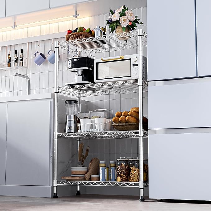 M MZG 1000 lbs Storage Shelving 4-Tier Utility Shelving Unit Steel Organizer Wire Rack for Home,Kitchen,Office,Chrome (13.7" D x 23.6" W x 53.4" H) - Image 6