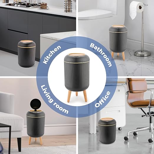 Pukomc Smart Sensor Wastebasket, Convenient and Hygienic Easy to Use, Technology Sensor Waterproof Wastebasket Plastic Trash can for Kitchen, Bathroom, Bedroom, Living Room, Office and Outdoor Black - Image 8