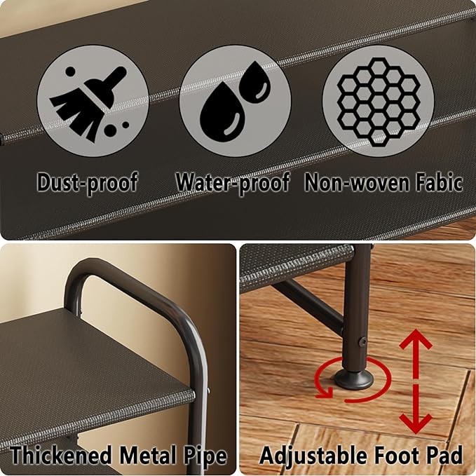 INGIORDAR Shoe Rack 4 Tier Long Storage Organizer Wide Metal Shoe Shelf for Closet Entryway Black - Image 6