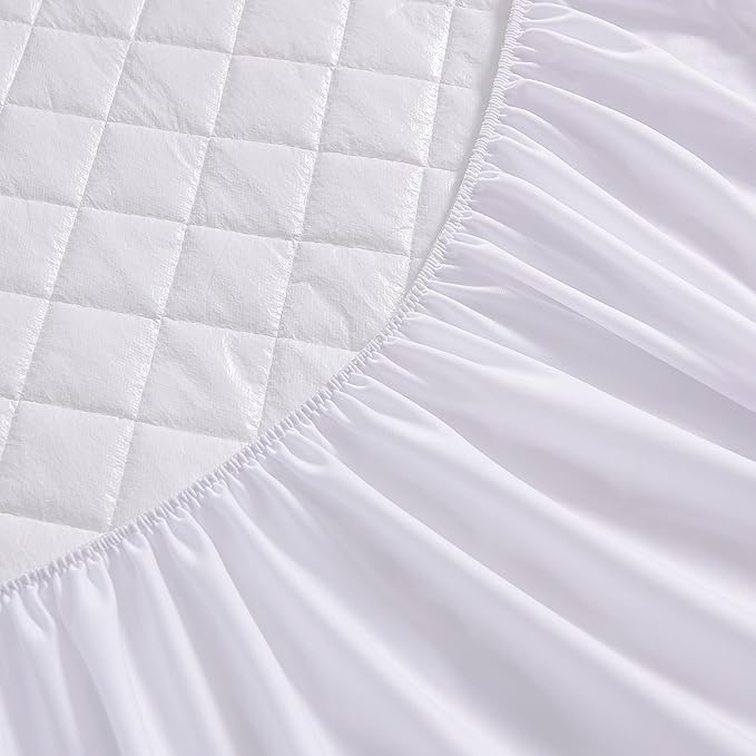 California King Size Waterproof Mattress Protector, Quilted Cooling Fitted Bed Mattress Cover Pad, 13"-15" Deep Pocket, Soft and Breathable Noiseless Machine Washable, Vinyl Free (California King)