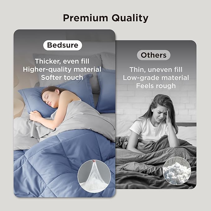 Bedsure Queen Comforter Set - 7 Pieces Reversible Infinity Blue Bedding, Queen Size Bed Set for All Seasons, Bed in a Bag with Down Alternative Comforter, Sheets, Pillowcases & Shams