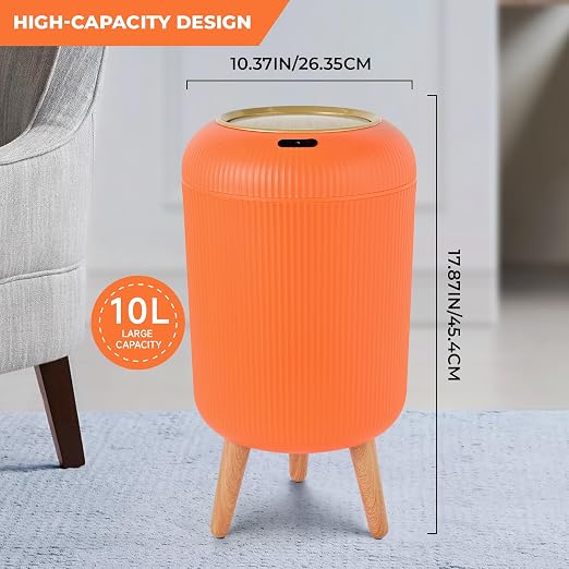 Pukomc Smart Sensor Wastebasket, Convenient and Hygienic Easy to Use, Technology Sensor Waterproof Wastebasket Plastic Trash can for Kitchen, Bathroom, Bedroom, Living Room, Office and Outdoor Orange - Image 5