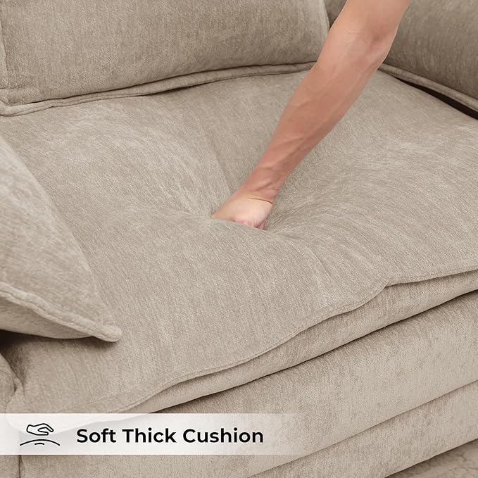 Oversized Accent Chairs Set of 2,44 inch Modern Living Room Chairs,Chenille Upholstered Cloud Sofa Chair Armchair with Extra Thick,Comfy Accent Chair Reading Chairs for Bedroom Apartment,Khaki