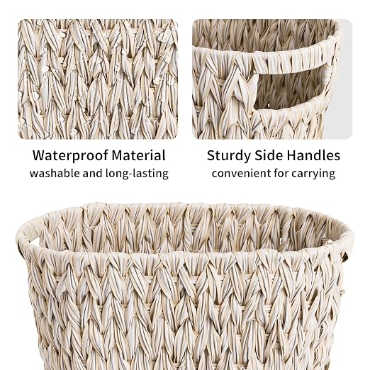 GRANNY SAYS Wicker Trash Can, Waterproof Bathroom Trash Can, Wicker Waste Basket for Bathroom, Decorative Boho Waste Basket for Bedroom, Office, 19 Liters/5 Gallons - Image 5