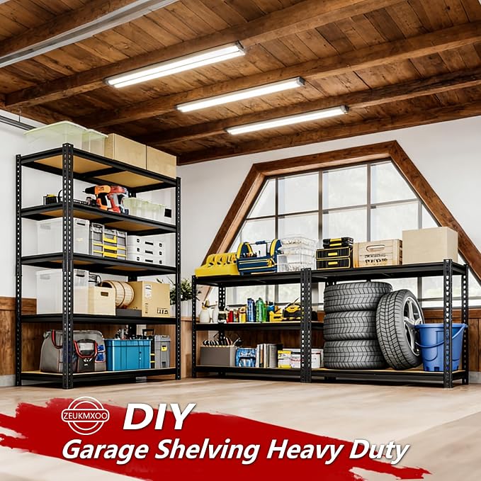 72" H Garage Storage Shelves,Storage Shelves Heavy Duty,2400LBS Metal Shelving Units,Adjustable Garage Shelving Heavy Duty for Garage Storage,Warehouse,16"x35.5"x72 - Image 7
