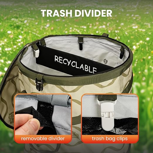 Pop-Up Trash Bin with Removable Divider, Heavy Duty Bottom, Collapsible Storage for Camping, Laundry, Storage and Garden, Waterproof and Tear Resistance Material with Air Vent, Green - Image 4