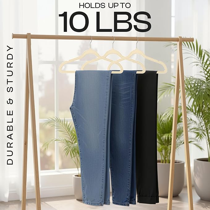Utopia Home Velvet Hangers 50 Pack - Non-Slip Suit Hangers with 360 Degree Rotatable Hook - for Pants, Coats, Shirts & More (Ivory) - Image 4