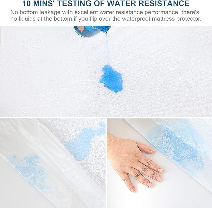Queen Mattress Protector Waterproof, Breathable Soft Terry Mattress Cover with TPU Layer Fitted 18'' Deep Pocket, All Around Elastic Style Noiseless