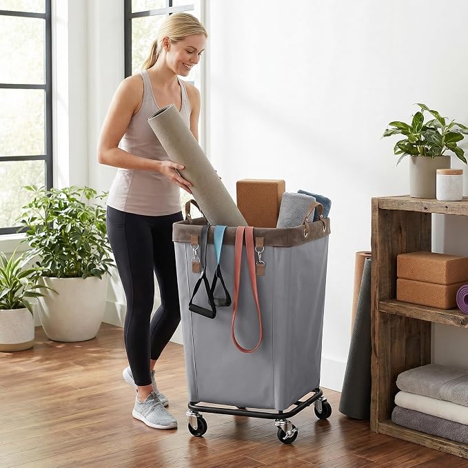 StorageWorks 160L Laundry Basket with Wheels, Large Rolling Hampers for Clothing Organizer, Dirty Clothes Basket for Hotel, Home, Closet, Dorm, Light Grey - Image 7
