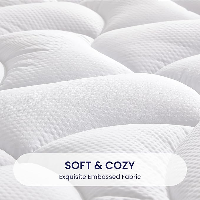 SLEEP ZONE Waterproof Mattress Pad California King, Breathable Mattress Topper Quilted Fitted Cover Protector with Deep Pockets fits 8-21 inch, White