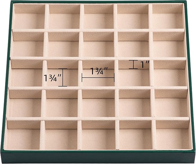 Frebeauty Earring Organizer Classic Jewelry Box 50 Slots Double Layer Jewelry Storage Case with 6 Necklace Hook and Bracelet Pocket(Blackish Green) - Image 6