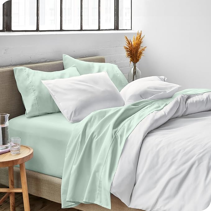 Bare Home Split Head Flex King Sheet Set - 1800 Ultra-Soft Microfiber Bed Sheets - Double Brushed - Deep Pockets - Easy Fit - 4 Piece Set - Bedding Sheets & Pillowcases (Spring Mint)