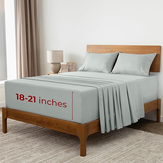 Mellanni Extra Deep California King Sheets - 4 PC Iconic Collection Bedding - Hotel Luxury, Ultra Soft, Cooling Bed Sheets - Wrinkle, Fade, Stain Resistant (Cal King, Spa Mint)