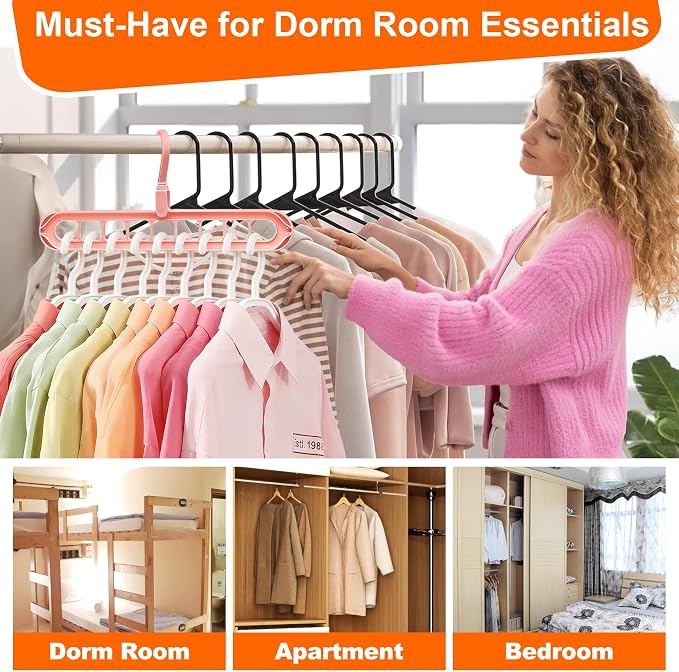HEYHOUSE Closet Organizers and Storage,College Dorm Room Essentials,Pack of 10 Multifunctional Organizer Magic Space Saving Hangers with 9 Holes Storage Organization for Wardrobe Closet - Image 3
