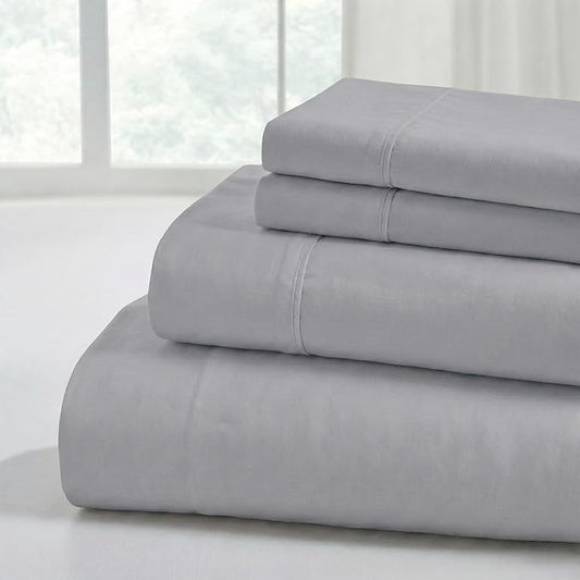 Modern Threads Soft Microfiber Solid Sheets - Luxurious Microfiber Bed Sheets - Includes Flat Sheet, Fitted Sheet with Deep Pockets, & Pillowcases Stone King