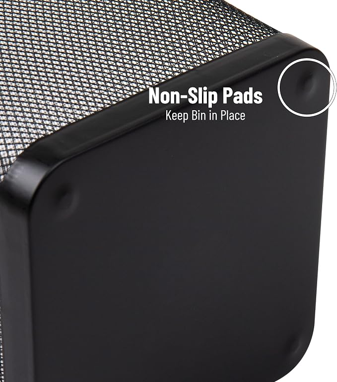 Mind Reader Mesh Trash Can, Waste Paper Basket, Square, Office, Metal Mesh, 9.75"L x 9.75"W x 12.25"H, Set of 2, Black - Image 5