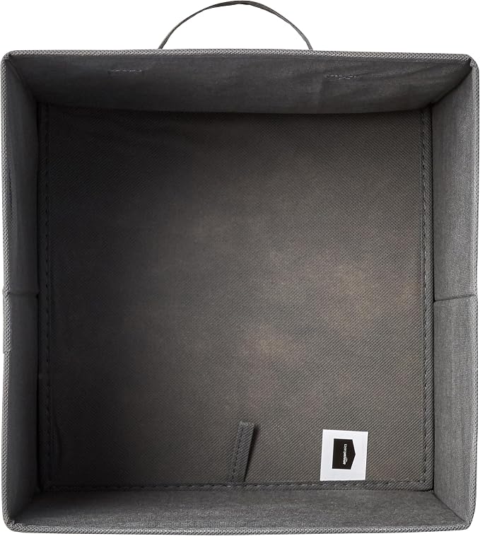 Amazon Basics Collapsible Fabric Storage Cubes Organizer with Handles, Sturdy, Foldable, Space-Saving, 10.5"x10.5"x11", Gray, 6-Pack - Image 3