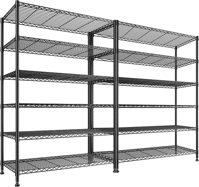 REIBII 75''H Storage Shelves Metal Shelving Unit, 6 Tier Wire Shelving for Pantry Shelves Adjustable 1200LBS Garage Shelving Heavy Duty Storage Rack for Kitchen Garage, 35.4''W*75''H*15.7" D, 2PCS by REIBII