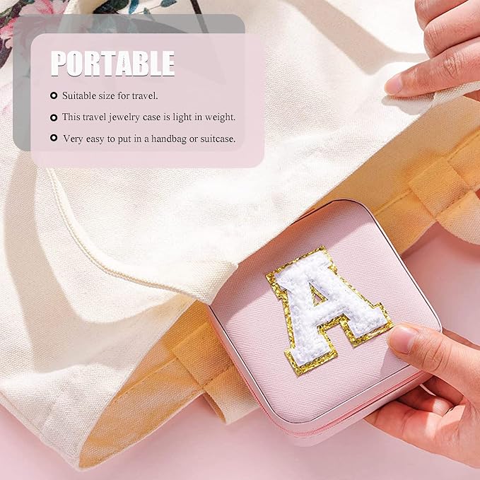 MODENGKONGJIAN Travel Jewelry Case for Women Fashion, Ring Necklace Earring Jewelry Holder Organizer Box, Small Portable Jewellery Storage, Initial U - Image 6