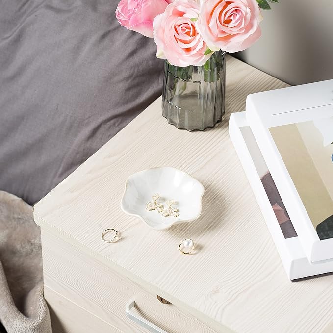 Jewelry Dish Tray, Ring Dish, Ceramic Trinket Tray, Key Bowl, Decorative Plate, for Friends Sisters Daughter Mother (Milky White) - Image 3