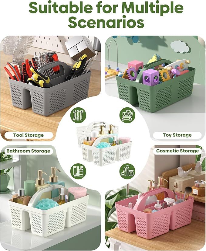 4 PCS Large Portable Shower Caddy with Handle, Plastic Cleaning Caddy, Shower Basket for Bathroom, College, Dorm Room Essentials, Multi-scenario Organizer Storage Tote - Image 6