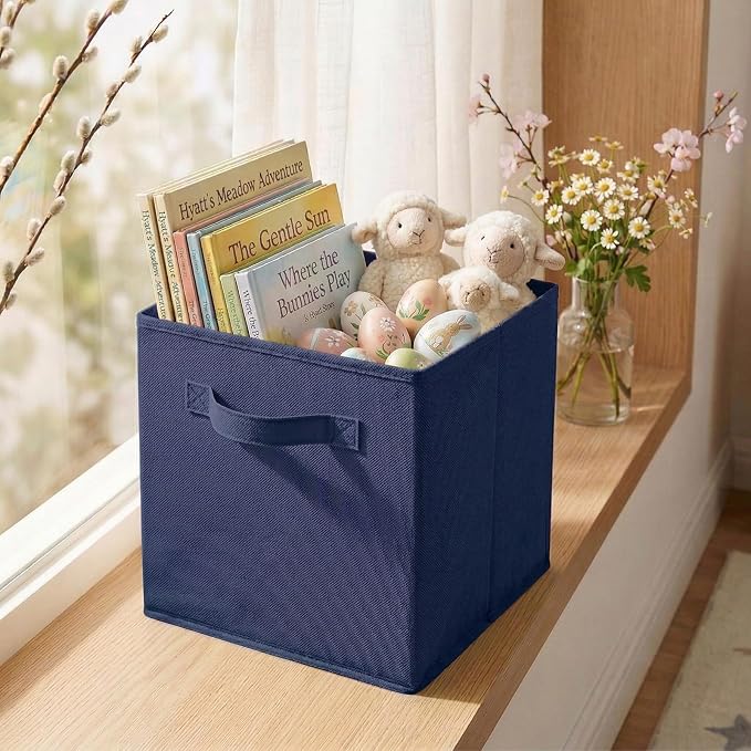 ShellKingdom Storage Bins, Foldable Fabric Storage Cubes And Cloth Organizer Drawer For Closet And Toys, 2 Pack (Dark Blue) - Image 7