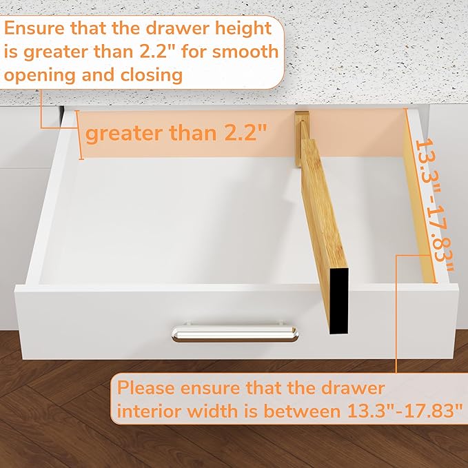 BAMEOS Drawer Divider,Expandable Bamboo Separators Adjustable Utensil Knife Fork Tool Kitchen Organizer, Clothes Fabric Drawer Organizer In Bathroom Bedroom Office, Cabinet Dresser Organizer 4-pack - Image 3