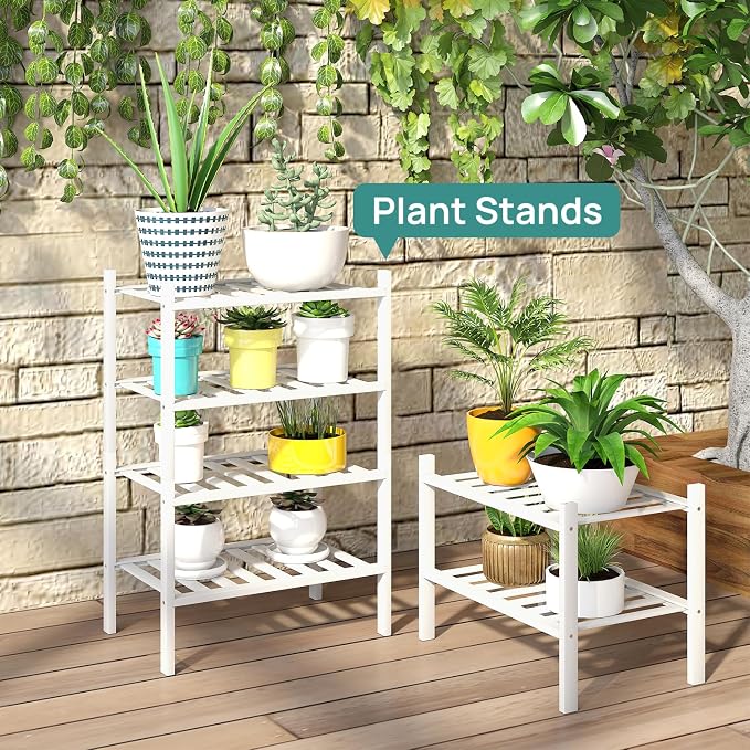 viewcare White Small Shoe Rack for Entryway,2-Tier Bamboo Shoe Organizer for Hallway Closet, Free Standing Shoe Racks for Indoor Outdoor - Image 5