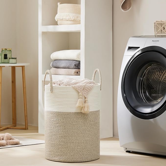 Cotton Rope Laundry Basket by YOUDENOVA, 72L Woven Collapsible Laundry Hamper, Clothes Hamper with Reinforced Handles in the Laundry Room, Bedroom, Bathroom, Brown - Image 6