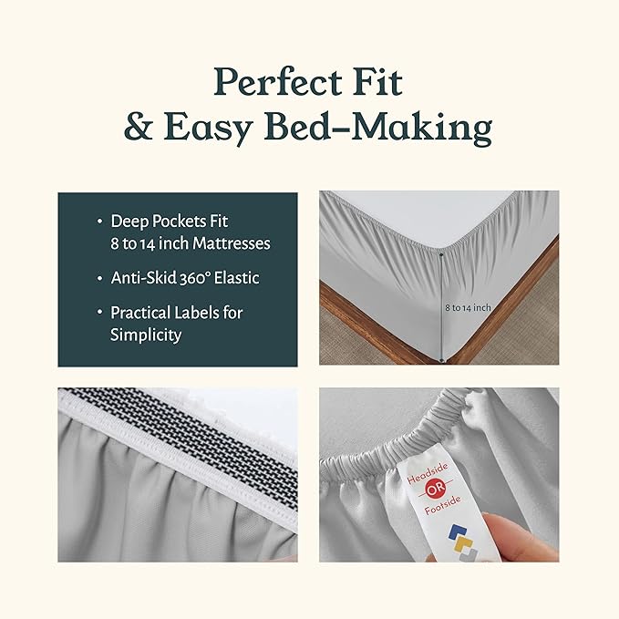 California Design Den 2-Pack Twin Sheets Set - 100% Organic Cotton Sheets Twin Size Bed Set, Crisp and Breathable Percale Feel, Deep Pockets, Lightweight Bedding - Light Grey