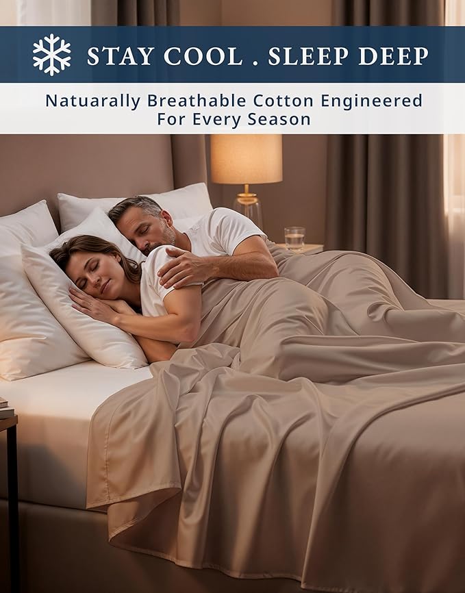LANE LINEN 100% Egyptian Cotton Split King Sheets for Adjustable Beds- Soft & Comfy Sateen Weave for Silky Finish, Cool Breathable Eco Friendly Sustainably Produced Bedding- Taupe