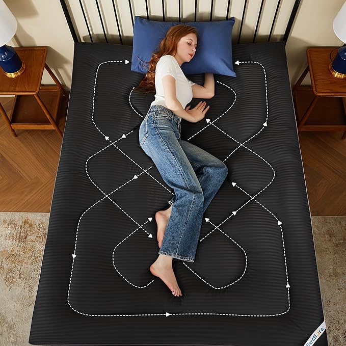 BEDLORE King Mattress Topper, Thick Pillow Top Pad for Back Pain Relief, Soft Mattress Cover with Deep Pockets 6-18 inch(Black)