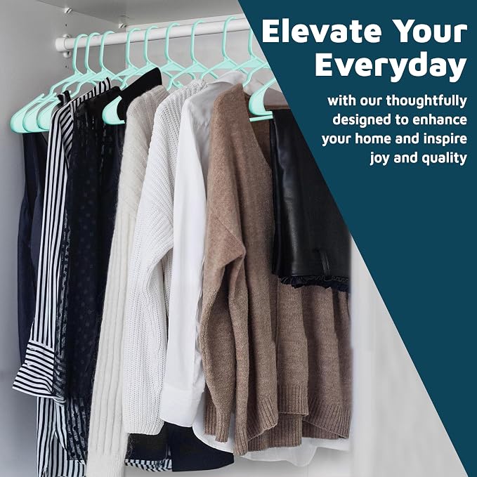 Lifemaster Plastic Clothes Hangers – Heavy Duty Hanger Set, for Organizing Clothes, Dresses, and Coat, Holds Up to 5 lbs, Space-Saving Hangers with Non-Slip Shoulder Grooves, Pack of 120, Aqua - Image 3