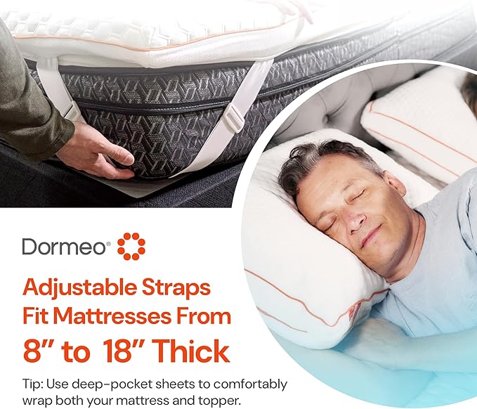 Dormeo Premium Full Size Cooling Mattress Topper - 3-Zone OctaspringⓇ Technology for Optimal Back Support, Anti-Slip Bottom