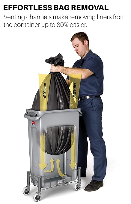 Rubbermaid Commercial Products Slim Jim Trash/Garbage Can with Venting Channels, 23-Gallon, Yellow, for Kitchen/Office/Workspace, Pack of 4 - Image 5