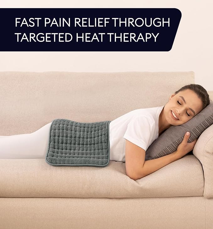 GENIANI Electric Heating Pad for Back Pain & Cramps Relief, Electric Throw, Auto Shut Off, Machine Washable, Moist Heat Pad for Neck & Shoulder, Extra Large 24x12