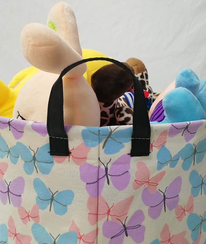 MAIZMZ Storage Bins Toys Box Kids Baby Hamper Waterproof Laundry Basket Canvas Collapsible Gift Organizer Bin for Home/Dorm/Kitchen/Pet/Office/Closet/Shelf/Gift Baskets(Butterfly) - Image 6