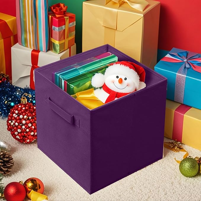 ShellKingdom Storage Bins, Foldable Fabric Storage Cubes And Cloth Storage Organizer Drawer For Closet And Toys Storage, 2 Pack (Purple) - Image 7