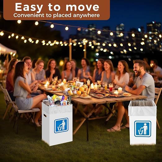 13 Gallon Cardboard Trash cans for Events (Pack of 10)， with 20 Liners Included，Be applicableOutdoor Events pop up Trash cans for Parties，Reusable Portable Garbage Can，in-Home Recycling Bins - Image 4