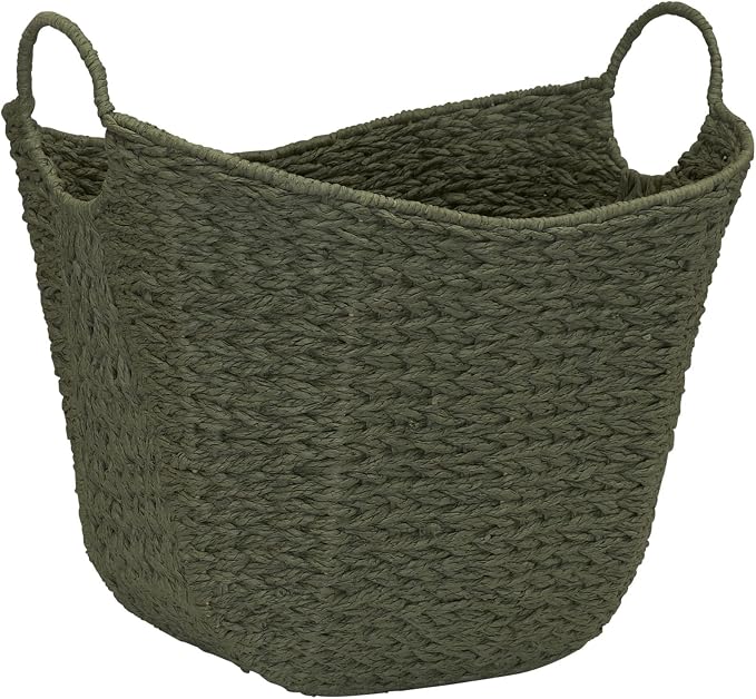 Household Essentials Natural Woven Wicker Storage Basket with Handles by HouseholdEssentials