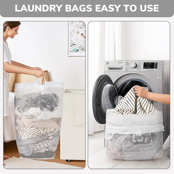 Goodpick Laundry Hamper with Wheels, 75L College Dorm Room Essentials, Clothes Hamper with Removable Wash Bag for Bedroom, Large Laundry Basket with Handle, White - Image 7